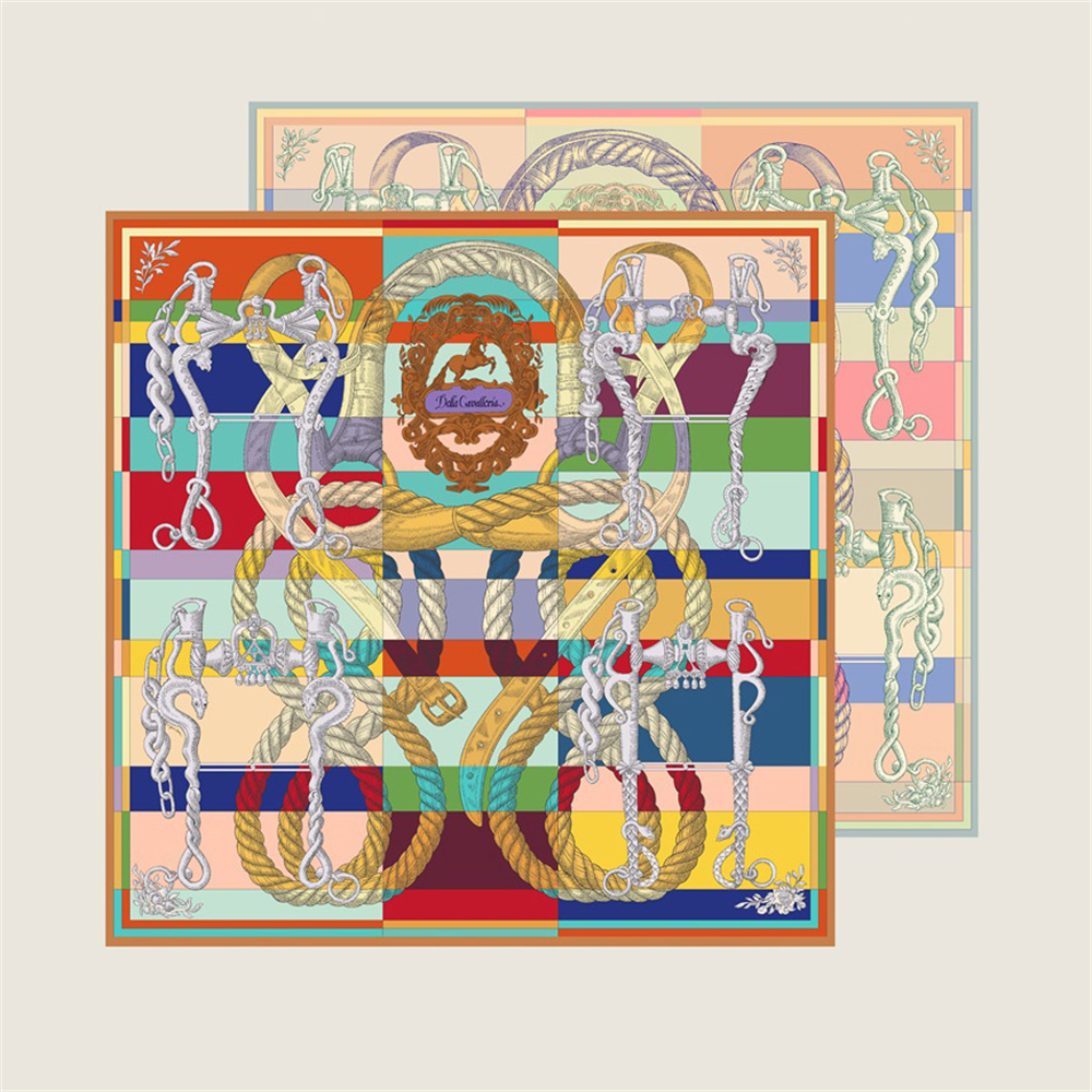 Luxury Lifestyle Store - Brand Silk Scarves Horse Rope Printed