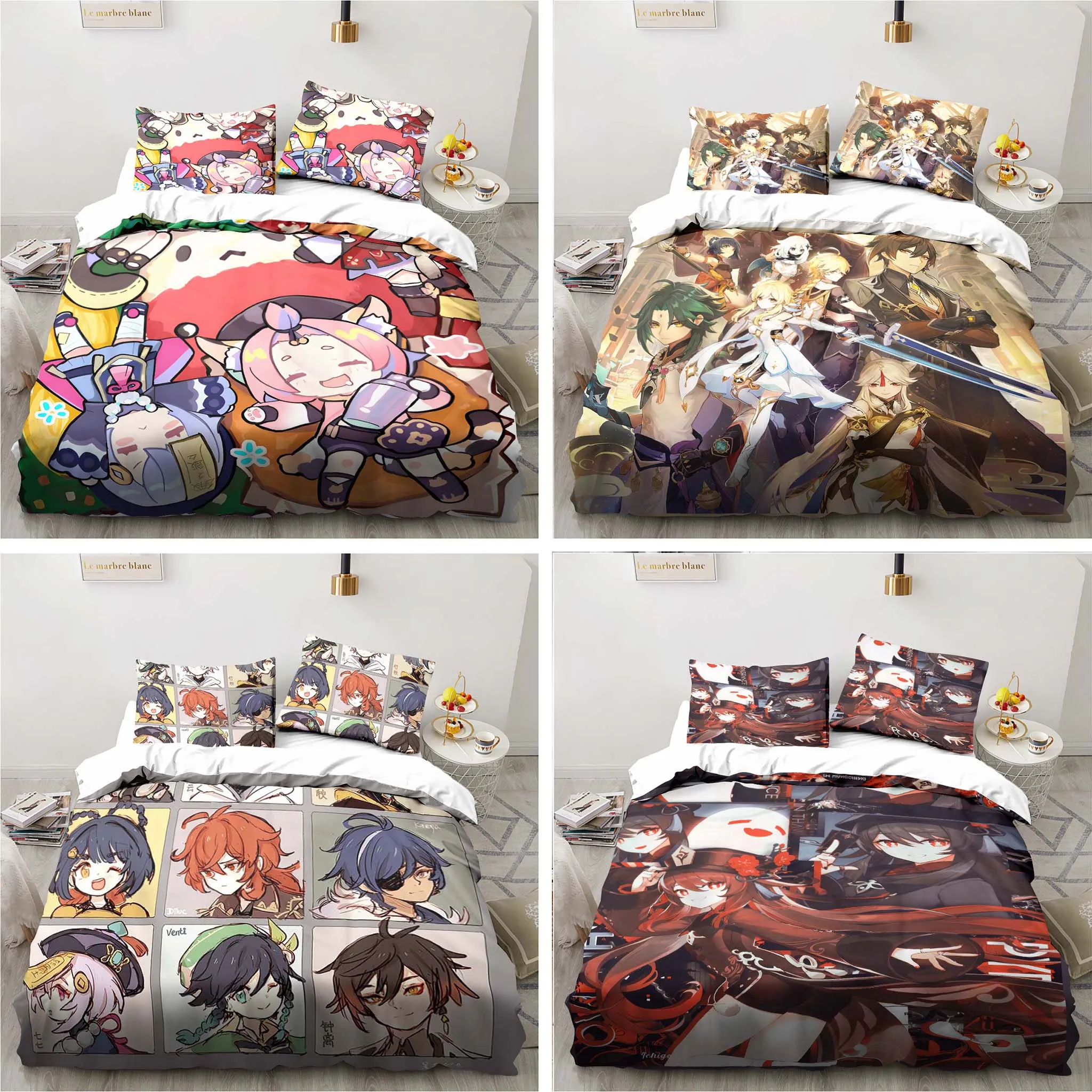 Cartoon Anime Genshin Impact G - Linen Duvet Cover ulasan dan harga