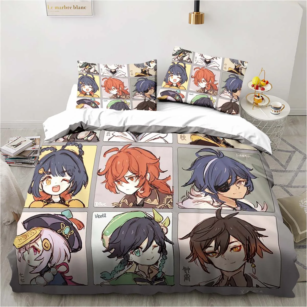 Cartoon Anime Genshin Impact G - Linen Duvet Cover ulasan dan harga
