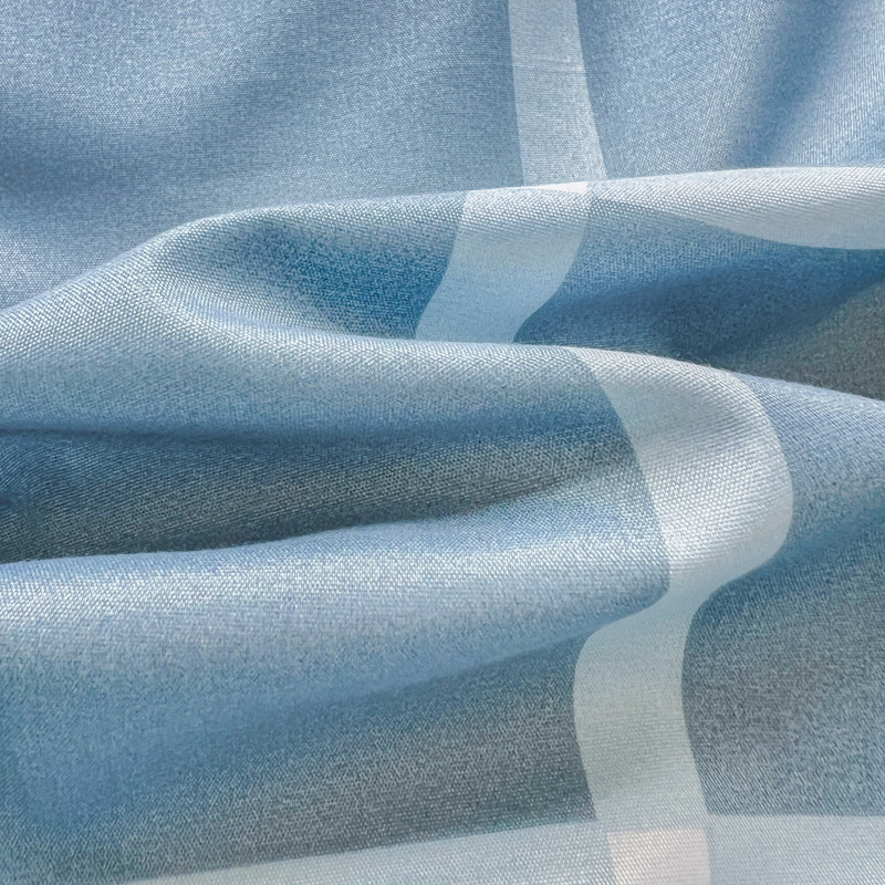 4PCS Light Blue Grid Bedding S - Linen Duvet Cover ulasan dan harga